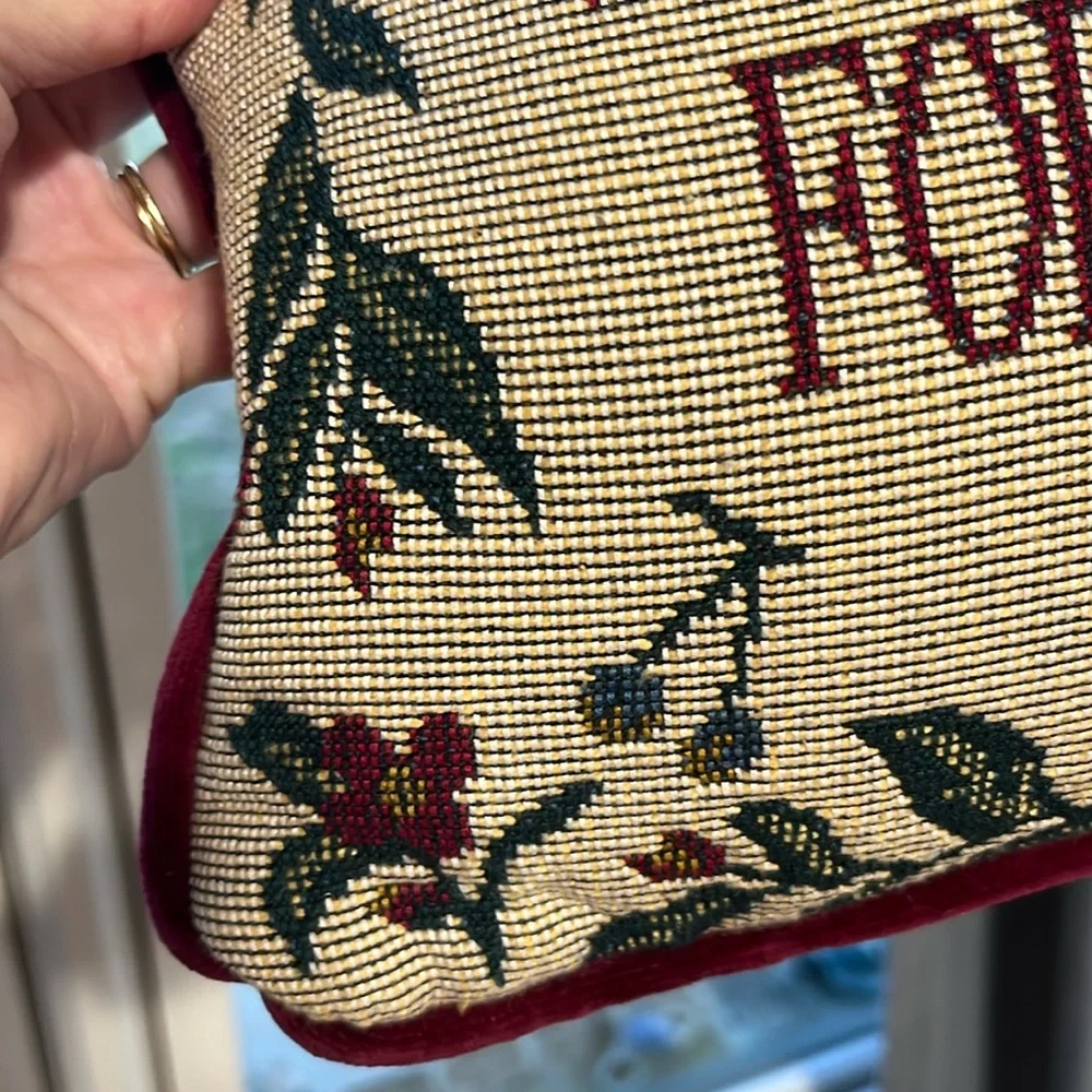 Vintage Cross Stitch Decorative Pillow with Inspirational Quote